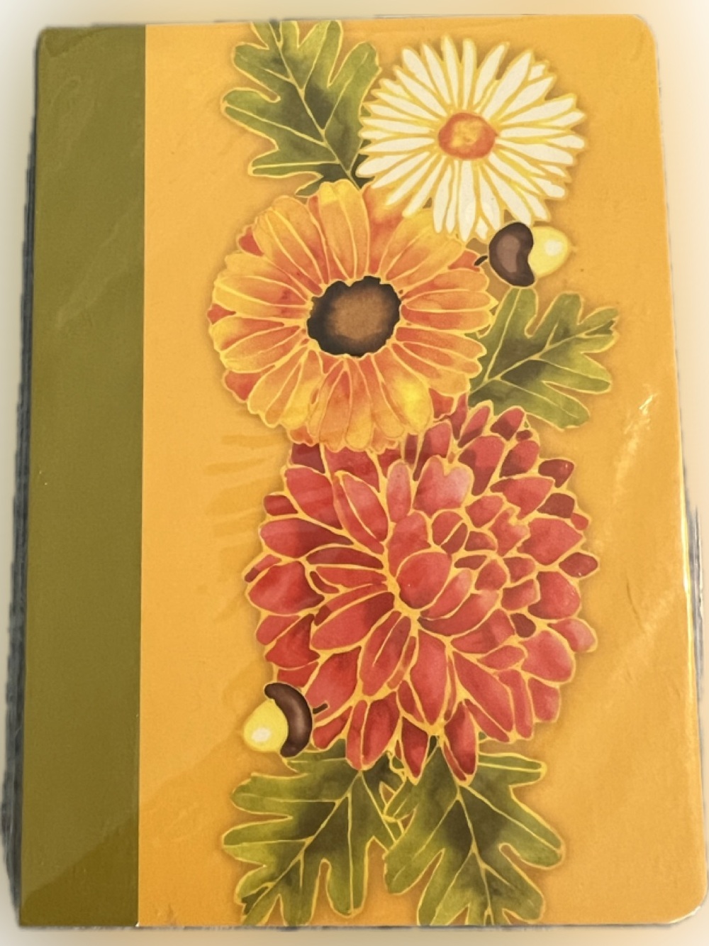 🔴New Yellow Olive Green Bountiful Harvest Journal Floral 80 Pages